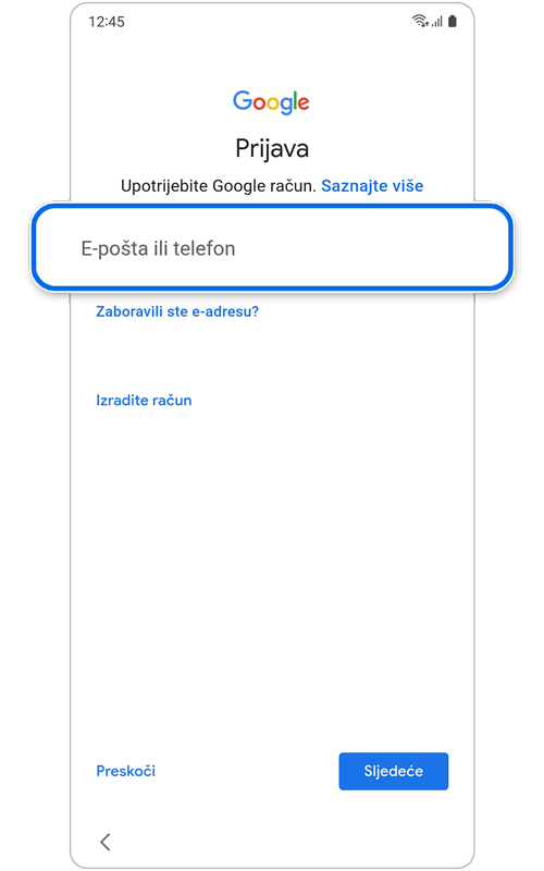 Prijava u Google račun
