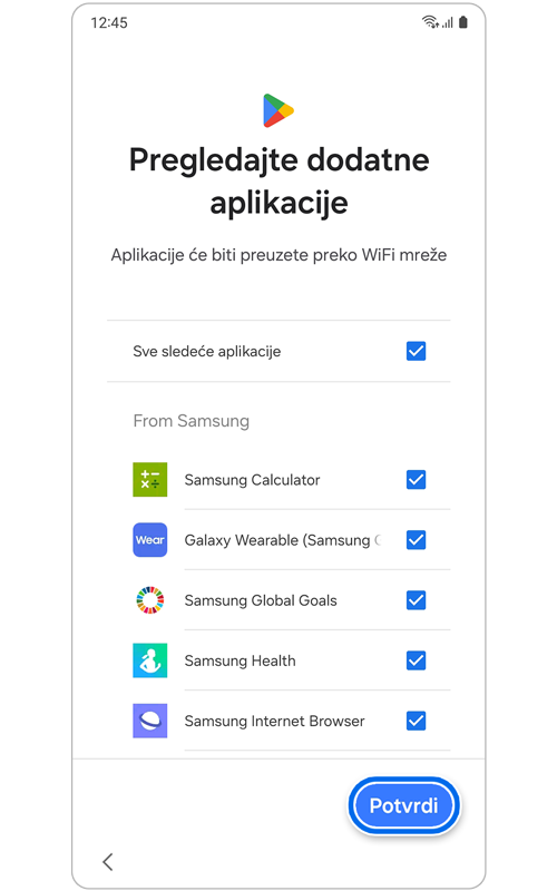 Ekran Pregledajte dodatne aplikacije