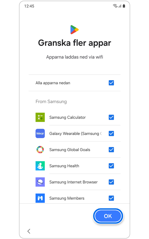 Skärmen Granska fler appar