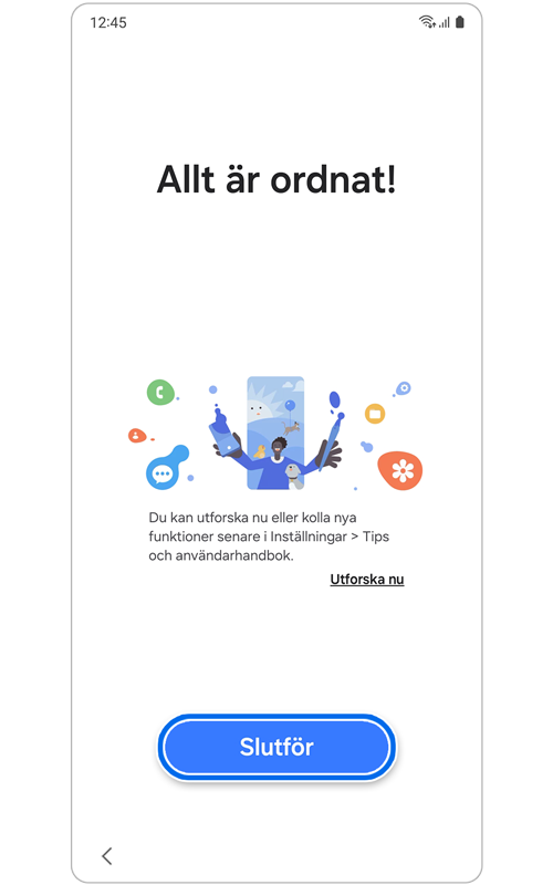 Skärmen Allt är ordnat!