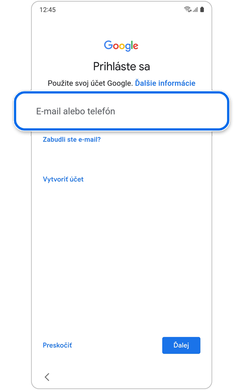 Prihlásenie sa do účtu Google