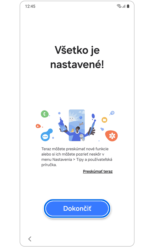 Obrazovka Všetko je nastavené