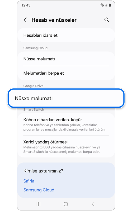 Hesab və nüsxələr ekran