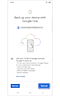 Screen to turn on Google Account storage to back up data