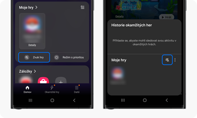 Otevřete aplikaci „Gaming Hub“ a klepnutím na ikonu „Ztlumit“ v dolní části nabídky „Moje hry“ tuto funkci deaktivujte.