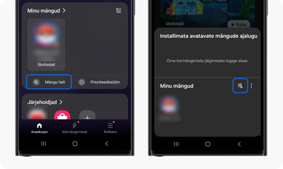 Ava „Gaming Hub“ ja puuduta ala „Minu mängud“ allservas ikooni „Vaigistus“, et see inaktiveerida.