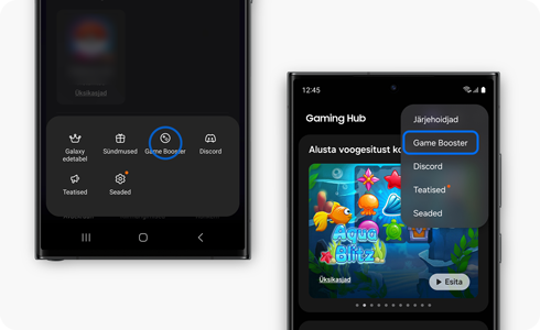 Telefoni ekraan, kus on näha Gaming Hub menüükuva.