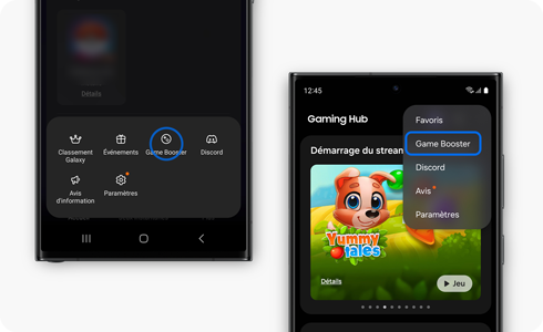 Écran d’un smartphone affichant l’application Gaming Hub