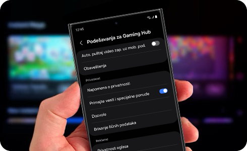 1 Prikaz informacija na ekranu Gaming Hub.