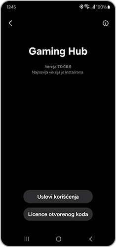 2 Prikaz informacija na ekranu Gaming Hub.