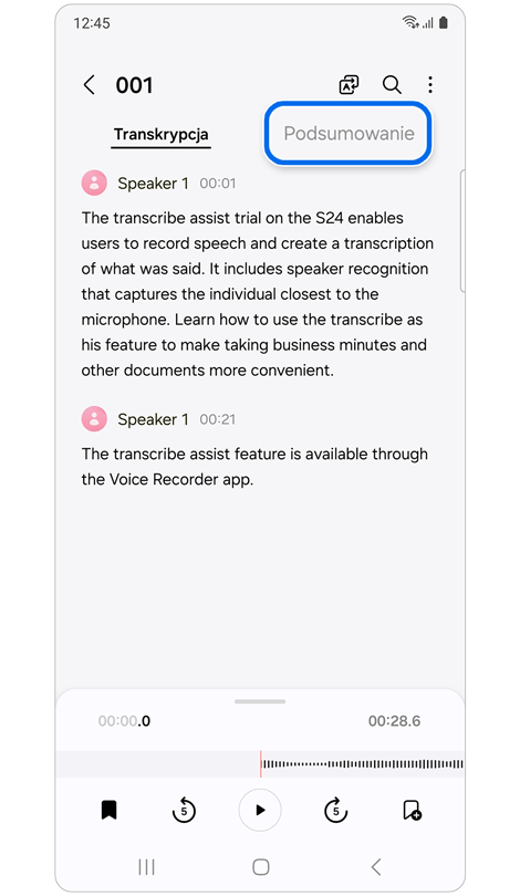 Przepisany zapis głosowy.