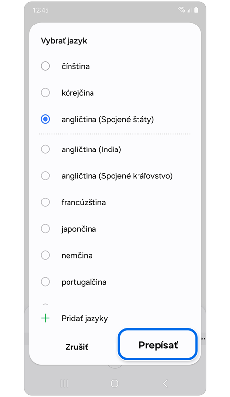 Nastavenie Vyberte jazyk.