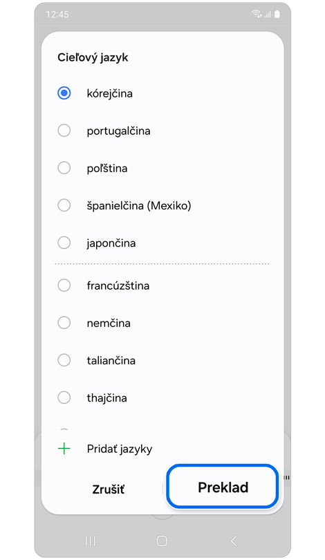 Vyberte jazykové nastavenie.