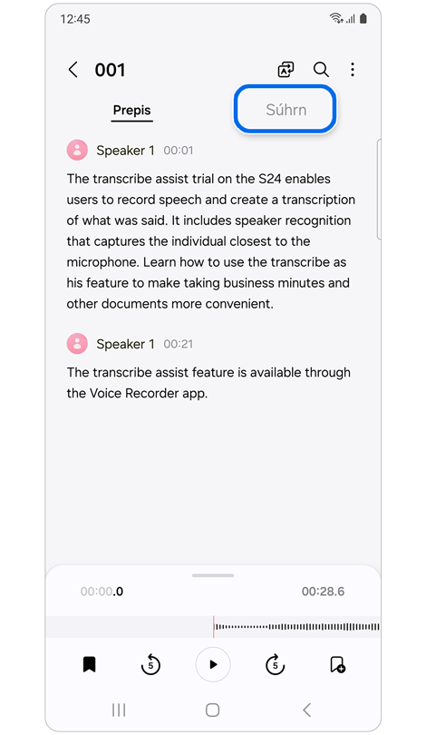 Prepis hlasového záznamu.