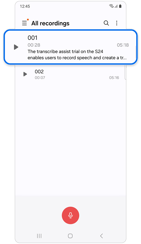 Voice Recorder app home.