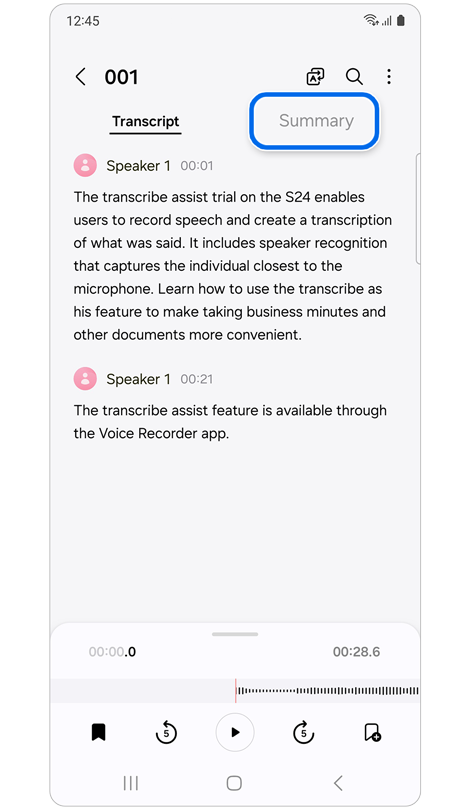 Transcribed voice recording.