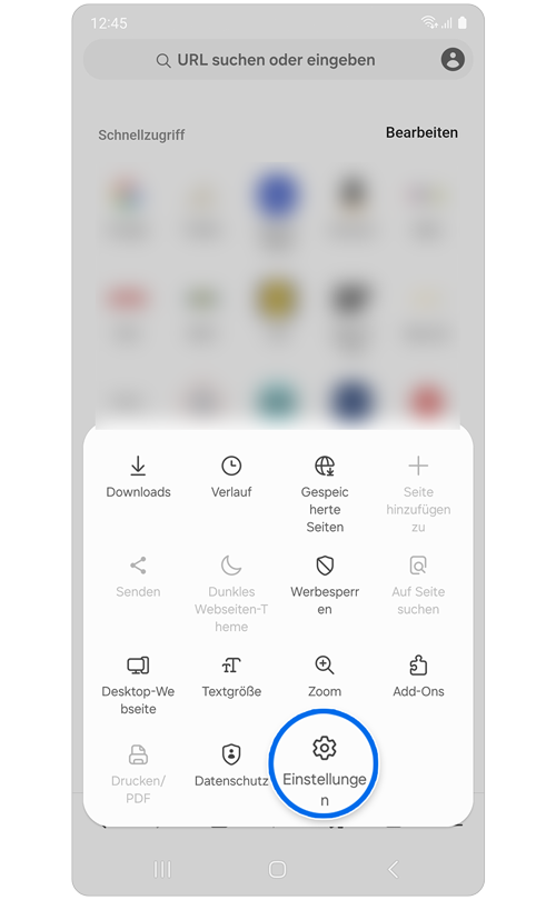Popup-Liste der Tools