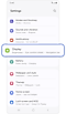 Settings home screen.
