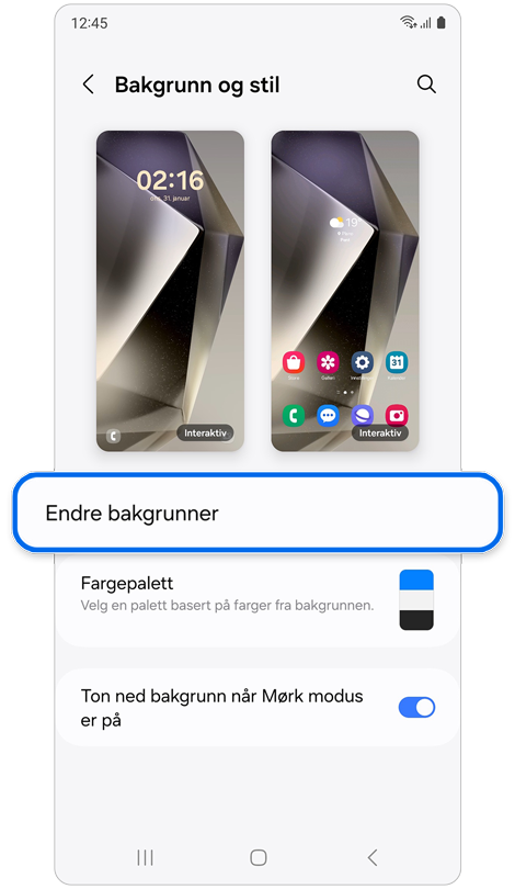 Alternativer for tilpasning av Bakgrunn og stil