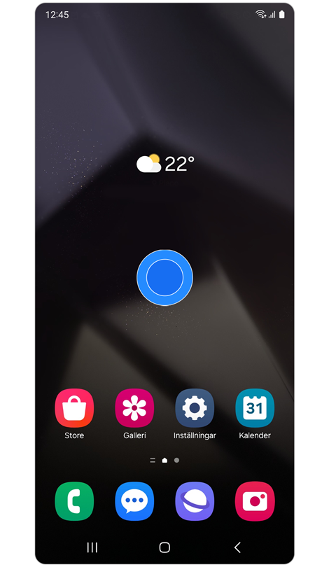Startskärmen på Galaxy S24