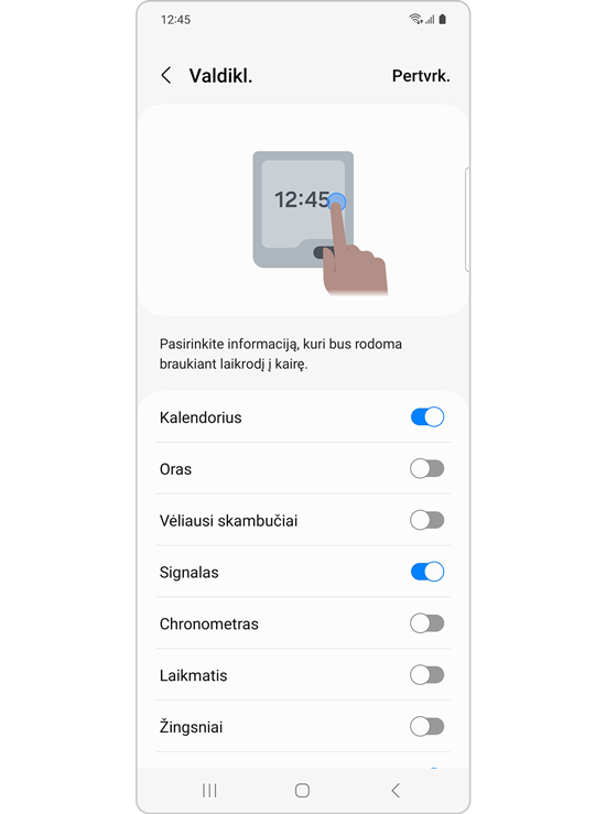 Viršelio ekrano valdiklių suasmeninimas. 6 žingsnis.