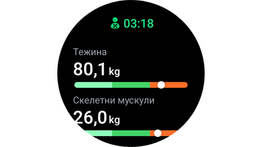 Резултати од мерењето на составот на телото со Galaxy Watch.