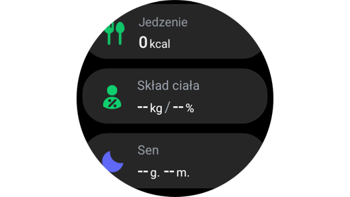 Opcja budowy ciała w zegarku Galaxy Watch.