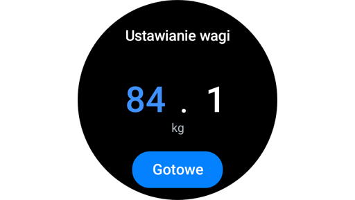 Ustawianie wagi na zegarku Galaxy Watch.