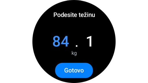 Podešavanje težine na Galaxy Watch satu.