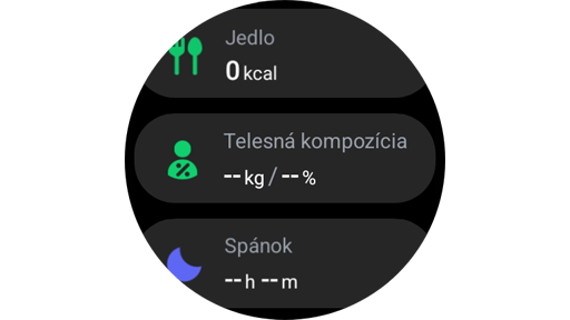 Možnost Telesna sestava na uri Galaxy Watch.