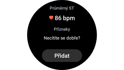 Možnost přidat EKG symptomy na Galaxy Watch.