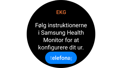 Skærm med instruktioner til måling af EKG på et Galaxy Watch.