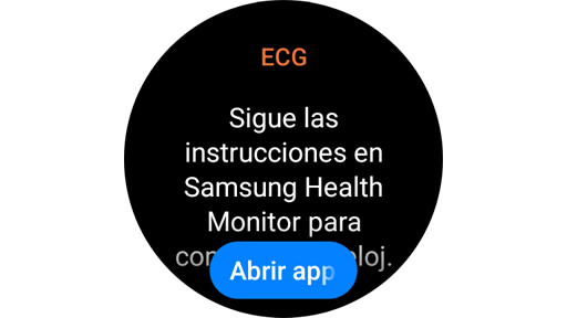 Pantalla de instrucciones para medir el ECG en un Galaxy Watch.