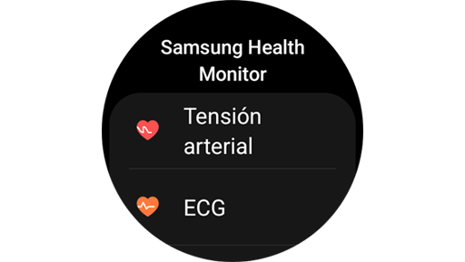 Pantalla de selección de ECG de la aplicación Samsung Health Monitor.