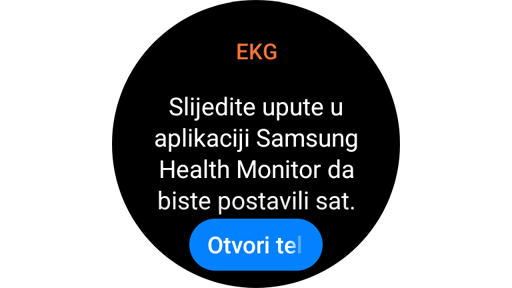 Zaslon s uputama za mjerenje EKG-a na Galaxy Watch satu.