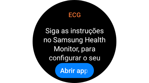 Ecrã de instruções para medir o ECG num Galaxy Watch.