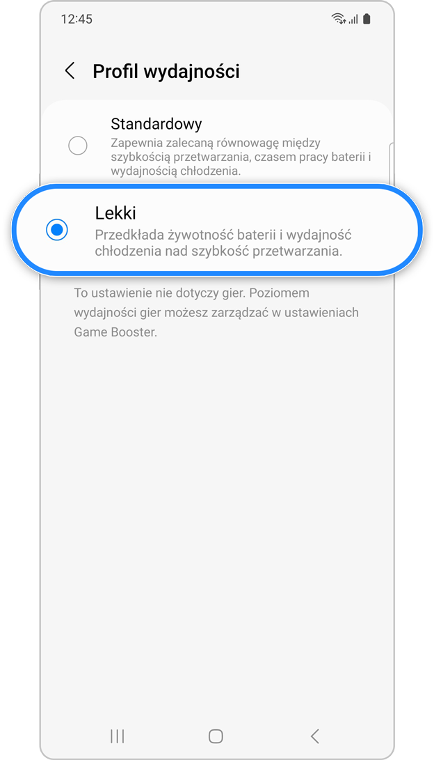 Aktywuj tryb wydajności podświetlania, krok 5.