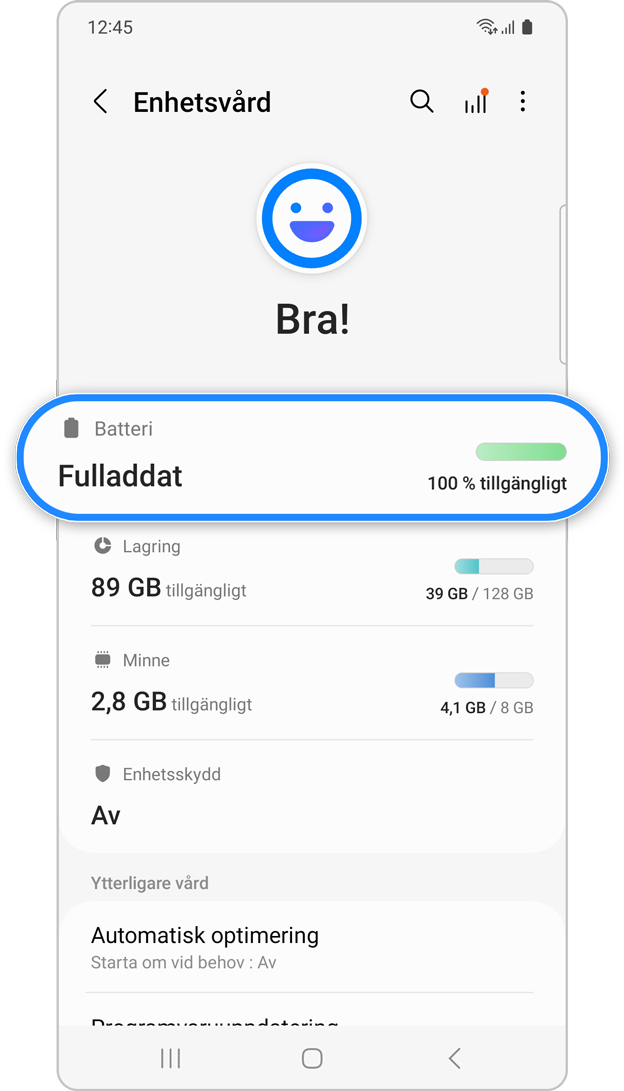 Aktivera Ljus prestandaläge steg 2.