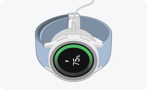 Hodinky Galaxy Watch sa nabíjajú pomocou dodanej nabíjačky.