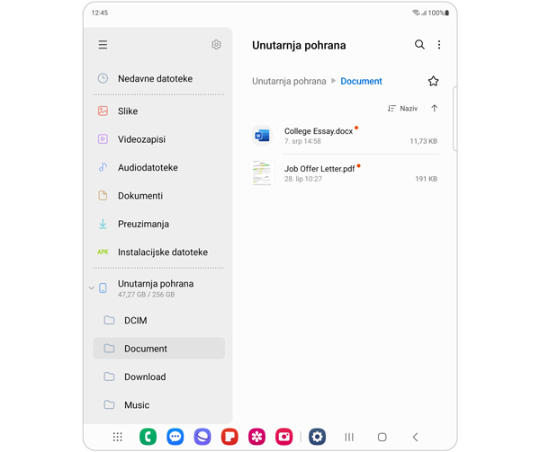 Pomicanje više datoteka između mapa koristeći dvije ruke na Galaxy uređaju, 4. korak.