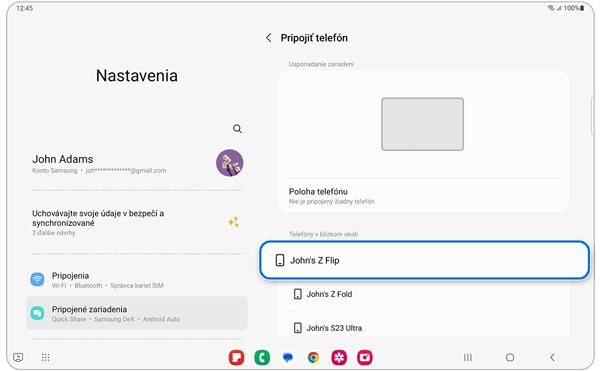 Funkcia Viacnásobné ovládanie Samsung Galaxy, 3. krok