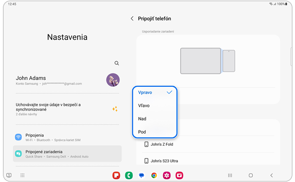 Funkcia Viacnásobné ovládanie Samsung Galaxy, 5. krok
