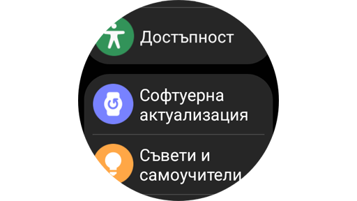 Екран за софтуерна актуализация на Galaxy Watch