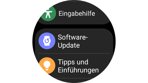 Bildschirm zum Software-Update auf der Galaxy Watch