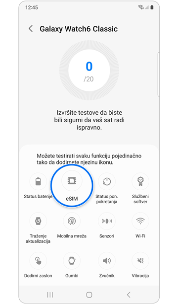 Popis ikona dijagnostičkih testova.