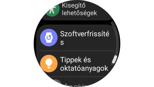 Szoftverfrissítési képernyő a Galaxy Watch-on