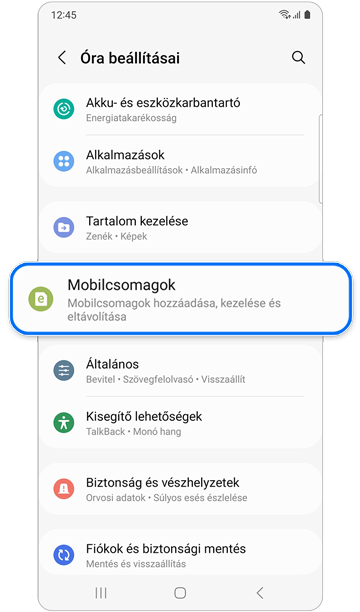 Nézze meg a beállítások képernyőjét.