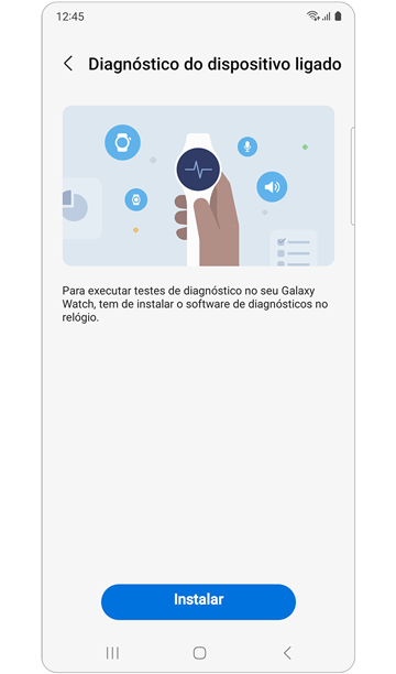 Mensagem "Começar" no telemóvel.
