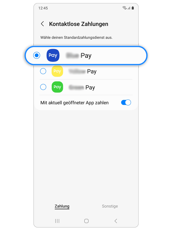 Kontaktlose Zahlungsoption