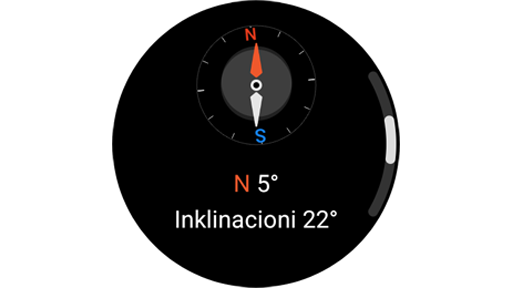 Aplikacioni Samsung Compass shfaq gradën e pjerrësisë.